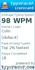 Scorecard for user xkillac4