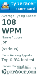 Scorecard for user xsdeus