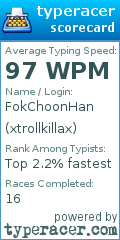 Scorecard for user xtrollkillax
