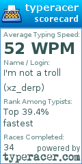 Scorecard for user xz_derp