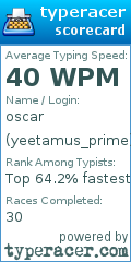 Scorecard for user yeetamus_prime