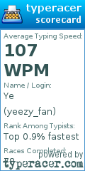 Scorecard for user yeezy_fan