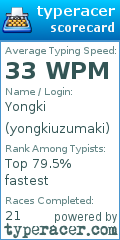 Scorecard for user yongkiuzumaki