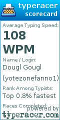 Scorecard for user yotezonefanno1