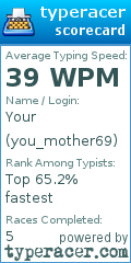 Scorecard for user you_mother69