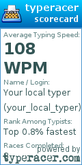 Scorecard for user your_local_typer