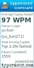 Scorecard for user yu_kun271