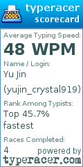 Scorecard for user yujin_crystal919
