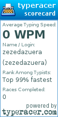 Scorecard for user zezedazuera