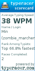 Scorecard for user zombie_marchent