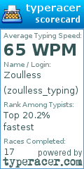 Scorecard for user zoulless_typing