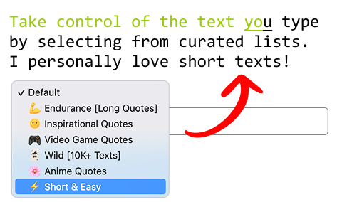 Curated text lists dropdown